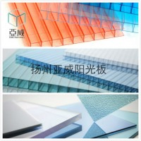 鎮(zhèn)江廠家直供4-20mm透明湖藍中空隔熱PC陽光板雨棚