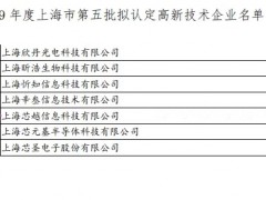 上海芯越入選2019 年度上海市第五批高新技術(shù)企業(yè)名單