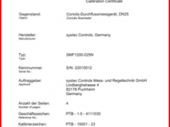 西斯特科氏質量流量計通過德國PTB檢定認證